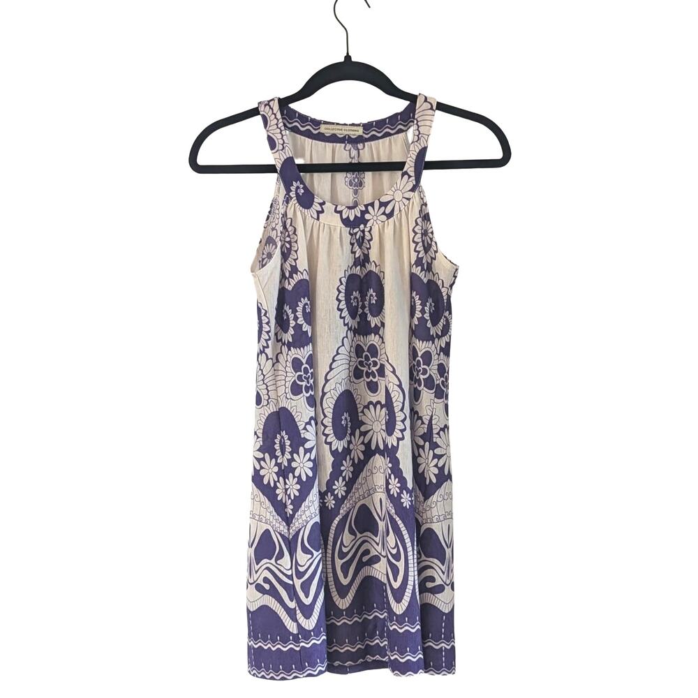 Collective Clothing Retro Floral Shift Dress Medium Purple Mod Psychedelic